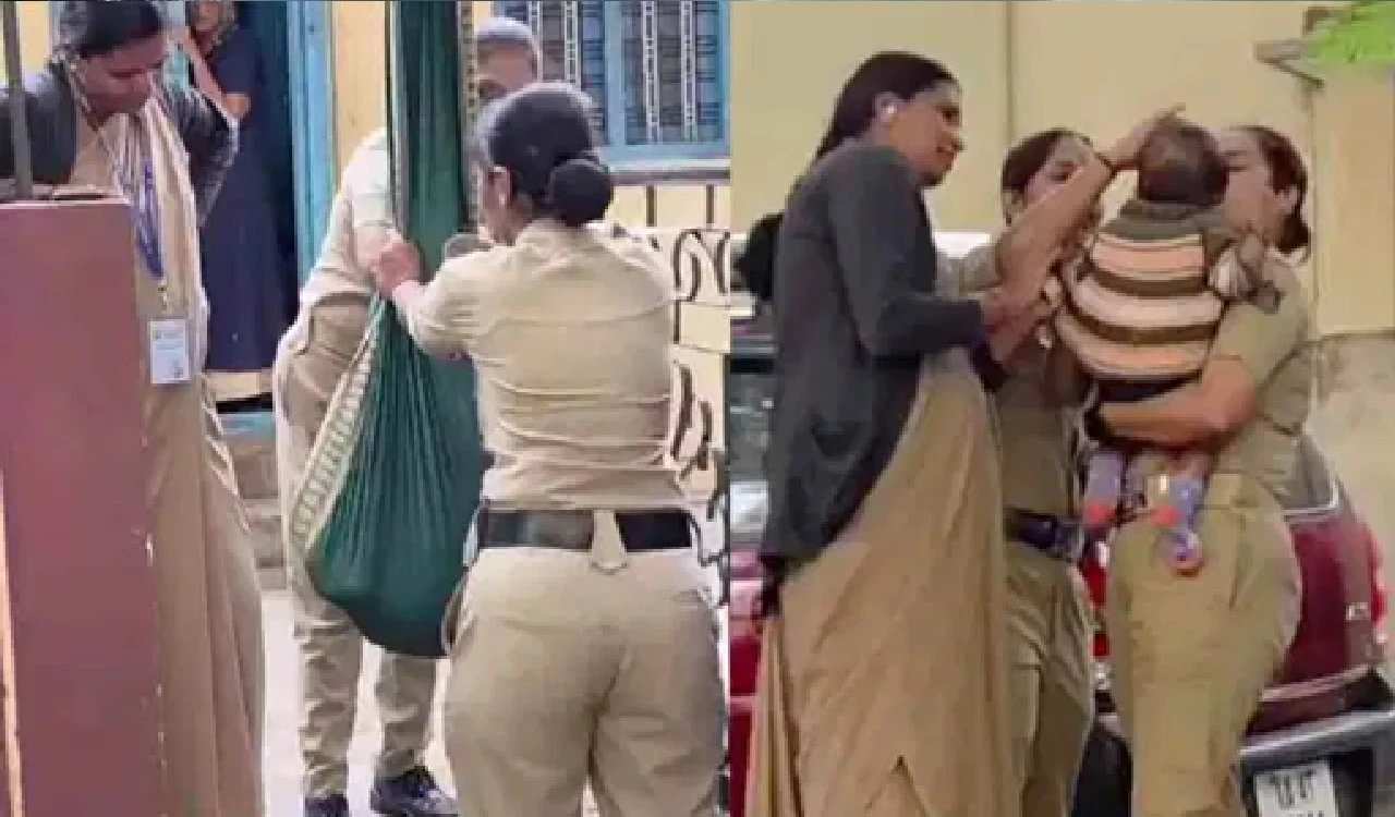 Mother’s Determination Meets Police Compassion: Bengaluru Constable Aspirant Writes Exam While Officer Cradles Her 8-Month-Old Baby